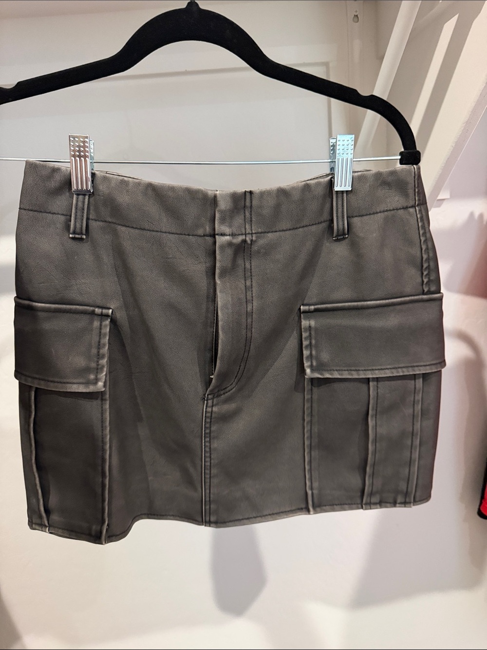 Revolve faux leather cargo mini skirt
